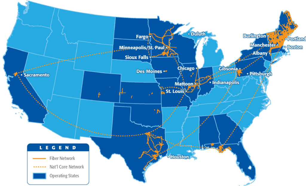 Fidium Network Area Map